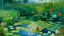 Placeholder: A lilypond in Navajo yarn painted by Claude Monet