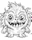 Placeholder: Outline art for cute monster coloring pages with cute monster , white background, sketch style, full body,only use outline , clean line art , white background, no shadows and clear and well outlined