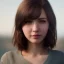 Placeholder: girl look beautiful big boobs, close-up, short hair, smile, 8k ,rtx ,eyebrows like serious,facing left, hyper realistis