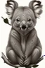 Placeholder: A delightful coloring page design showcasing an adorable baby koala in a charmingly naive art style. The artist has skillfully created a whimsical scene with minimal details and a focus on bold, thick black outlines. The endearing fox, prominently positioned in the center, is the highlight of this illustration. The all-white background beautifully complements the simplistic design, allowing young artists to unleash their creativity. As the baby fox takes center stage, a subtle hint of its