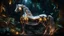 Placeholder: Hyper Realistic Crystal-horse-with-glowing-golden-horn inside a jungle at dark night showing dramatic & cinematic ambiance.