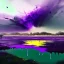 Placeholder: a beautiful clear sky violently exploding and raining dirty and grey hues of purple, green, and brown that muddy the sky, surreal, dreamlike