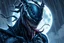 Placeholder: Yasuo venom in 8k realistic anime drawing style, machine venom them, fantasy world, moon, rain, highly detailed, high details, detailed portrait, masterpiece,ultra detailed, ultra quality