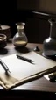 Placeholder: Blank paper on a desk and inkwell from the 12th century