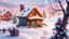 Placeholder: A cute colorful little cottage outside in a snowy land, 8k, high quality, trending art, trending on artstation, sharp focus, studio photo, intricate details, highly detailed, by tim burton