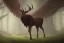 Placeholder: Mystical fantasy stag in the forest, high definition, gigantic antlers