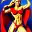 Placeholder: portrait of busty atletic young beautiful Superwoman horseriding Boris Vallejo styles