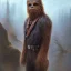 Placeholder: photorealistic and intricate portrait of chewbacca in star wars by tom bagshaw, wearing beskar armor, deep dark colors, hyperdetailed, 32K, oil on canvas,