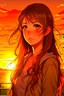 Placeholder: (image: An anime character with flowing hair and intense eyes, standing against a picturesque sunset), Descriptive Keywords: Anime Character, Flowing Hair, Intense Eyes, Sunset, Beauty, Ultra Realistic, Anime, Anime Character Type: Heroine, Camera Lens Type: Wide-angle lens, Camera Aperture Settings: f/2.8, Time of Day: Golden Hour (evening), Style of Anime Character: Strong and Determined, Type of Film: Digital