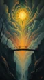 Placeholder: Bosch painting style nightmare hell and heaven bridge dark