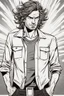 Placeholder: man with scruffy hair, stubble and a disappointed and judgmental look on his face comic book style