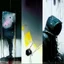 Placeholder: Minimal contemporary abstract oil paintings close up person wearing hazmat suit limbs sinew and concrete fragments illuminated at night style of Justin Mortimer And Francis bacon And ashley wood