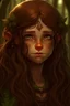 Placeholder: Gnom, braune lange wilde Haare, große, auffällig dicker Nase, grüne Augen, sehr jung (etwa zwanzig Jahre) , Druide, gebräunte Haut, Zeichen im Gesicht, keine Falten im Gesicht