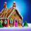 Placeholder: an intricate gingerbread house with vibrant rock candy windows under a glass dome, rainbow sprinkles, frosting, 8k resolution, centered, high-quality, ultrafine-detail, digital art, flickering light, detailed matte, volumetric lighting, illustration, 3D octane render, brian froud, howard lyon, ben goossens, George Grie, greg rutowski, alphonse mucha