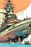 Placeholder: Draw a giant war ship with coloured make it new make it way bigger