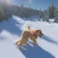 Placeholder: golden retriever skiing after a fat cat in the Carmel mountains