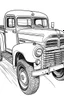 Placeholder: Outline art for coloring page OF A 1944 CHEVROLET TOY TRUCK, coloring page, white background, Sketch style, only use outline, clean line art, white background, no shadows, no shading, no color, clear