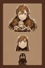 Placeholder: This is an illustration of a man with long hair, rendered in a cartoon style. The figure is skillfully drawn, with great attention to detail, much like a character one might find in an anime or manga. The artist used a dominant brown color palette, with a rich brown foreground and background, giving the character a warm, earthy tone. The animation style is reminiscent of a fictional character from a popular anime or manga series. The man's face and hands are slightly blurred, which adds an i