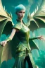 Placeholder: otherworldly women with short green hair and dragon wings wearing only dragon scales,mythical,fantasy , magnificent, majestic, highly intricate, Realistic photography, incredibly detailed, ultra high resolution, 8k, complex 3d render, cinema 4d.