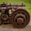 Placeholder: Old single cylinder engine rusty small size single brown