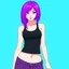 Placeholder: a pretty girl, skinny, relaxed, tank top, purple hair, deviantart, stylised, digital art