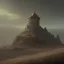 Placeholder: franz frazetta style, guardtower on hill, amon hen, dusk, clear day