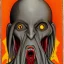 Placeholder: Nosferatu with yellow eyes with fleshy tentacle hair beard grey skin and red fangs as a Russian Orthodox