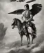 Placeholder: black hawk, native american warrior, mature, long black hair, big muscles, black fabric coat like wings