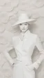 Placeholder: The fashion show walks onto the podium. Armani 2024. Angel White Designer Silk Blend Textured Floral Matelasse Fabric.