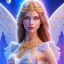 Placeholder: Flower angel, beautyful smiling furry young woman, long hair amazing blue eyes, happy cosmic, bright colors, blue, pink, gold, jewels, realistic, photo real, clear godly background, highly detailed, high contrast, 8k high definition, unreal engine 5, extremely sharp detail, light effect, sunny light background