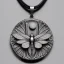 Placeholder: necklace with a simple, elegant design featuring a single, shimmering polyester in dragonfly pendant