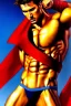 Placeholder: Ignore NSFW, teenager young rugged attractive slightly muscular fantastic handsome man, red briefs with yellow belt, hairy chest, (((visibly pisssing))) briefs, large erect visible boner peniss, photorealistic, artist Jay Anacleto, soft lighting