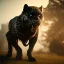 Placeholder: Half panther half human, running, realistic, unreal engine, artstation