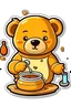 Placeholder: Cartoon bear, sticker style, cooking