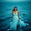Placeholder: A high-quality professional Born of the Ocean looking directly into the camera with a calm expression, ultra-smooth flawless skin, soft dramatic studio lighting. walking in oecion Where the sea becomes a gown and every wave moves with her. A moment of gown in waves ,