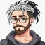 Placeholder: white teen boy with dreadlocks, beard and glasses in anime style