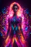 Placeholder: Beautiful woman with dress art neons glowing bright light in the dark and colorful details