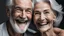 Placeholder: Beautiful gorgeous 50s mid age elderly senior model couple with grey hair laughing and smiling. Mature old man and woman close up portrait. Healthy face skin care beauty, skincare cosmetics, dental