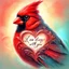 Placeholder: a vibrant digital chalk sketch painting featuring a double exposure image of a beautiful majestic red cardinal, ultra-detailed, within the body of the cardinal is a heart with the words "I AM ALWAYS WITH YOU" in a beautiful script