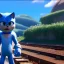 Placeholder: sonic races the train