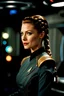 Placeholder: A charming beautiful actress Alexa Davies age 32, braids brown hairstyle wearing cadet costume of Star Trek Voyager tv series, 64 megapixels, bokeh, dynamic lighting, sophisticed mood, intricate expressions and feelings, filmic, superb shot, sci-fi scene, realistic photography