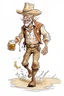 Placeholder: Bare drunk old cowboy in pants runs