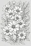 Placeholder: bunch of flowers and leves like in a colouring book, outlines only, simple