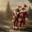 Placeholder: two elves. woman and man. Christmas scene. photorealistic. low-key