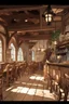 Placeholder: Lots of People sitting around tables in a medieval tavern with a stone floor, add people to the chairs