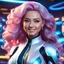 Placeholder: (masterpiece, best quality, 8k, RAW photo, beautiful and aesthetic:1.2), complex detail, Indirect light, photorealistic, (((full body))), Cosmic Baby corp boss style smiling, Long clear curvy hair, colorfull Sci-Fi environment