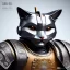 Placeholder: beautiful smooth realistic Japanese samurai robot cat body, run on dark cosmos background, cat еye, extremely sharp detail, finely tuned detail, ultra high definition, 8 k, unreal engine 5, ultra sharp focus, accurate sword wings, positive smile