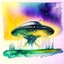 Placeholder: Make an Alien spaceship beaming, watercolour painting