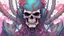 Placeholder: a close up of a person with a skull on their head, anime skull portrait man, scary detailed art in color, hiroyuki-mitsume takahashi, nychos art aesthetic, half man half skeleton, anime cyberpunk art, colored manga art, rossdraws pastel vibrant, hot colors. insanely detailed, beautiful anime portrait, stunning anime face portrait, scary art in color