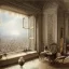 Placeholder: Living room with a big full wall window view on mediterranean Metropolis , white Beaux Arts architecture,interior design,point of perspective,by Jean Baptiste Monge, Epic cinematic, brilliant stunning, intricate, meticulously, detailed, dramatic atmospheric, maximalist digital matte painting